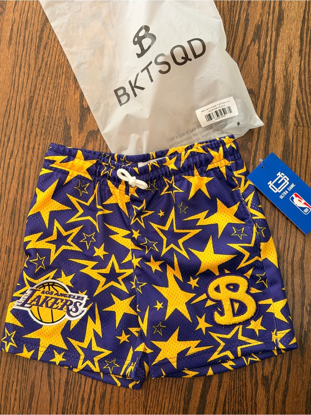 Kids' Purple & Yellow Star Print Athletic Shorts